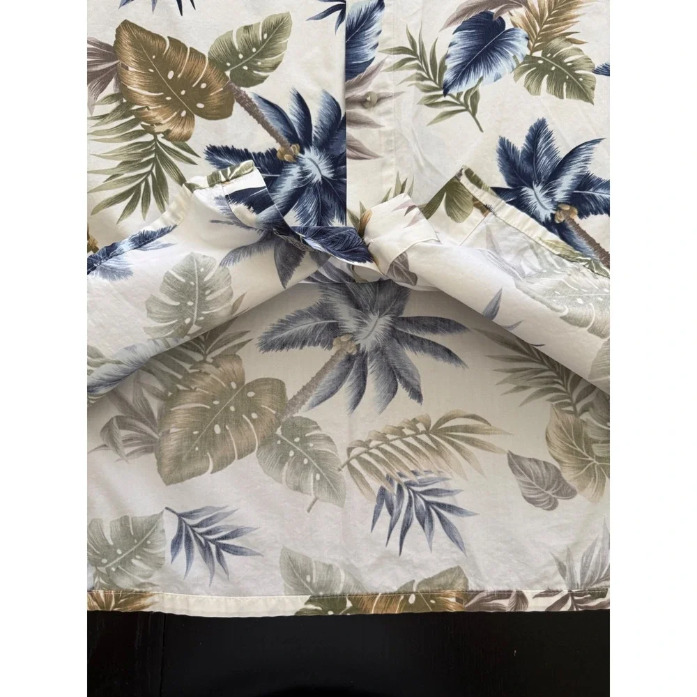 Pierre Cardin Mens Tropical Camp Shirt Size 4XL Cream Short Sleeve Button Down